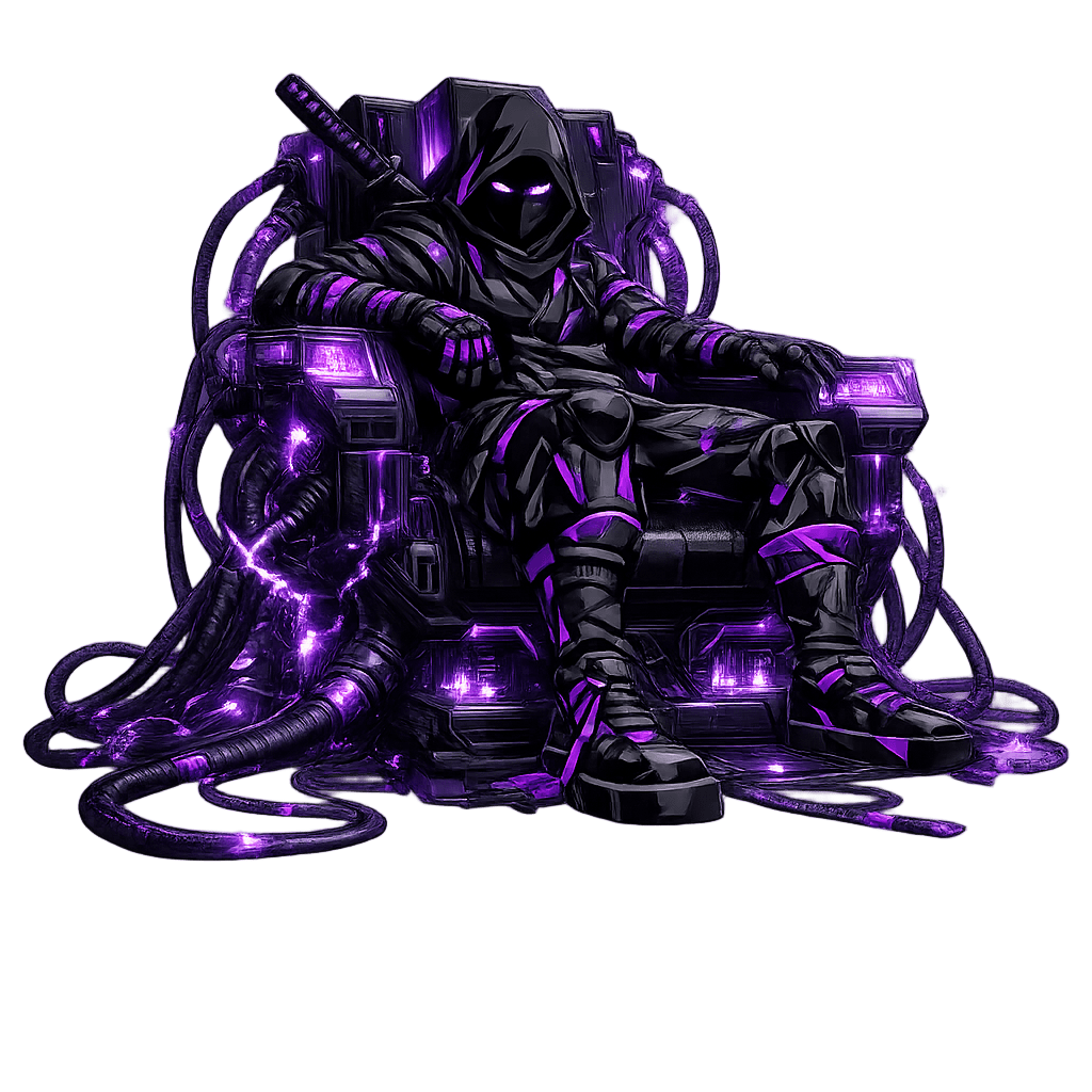 Ninja sentado na cadeira da Shinobite